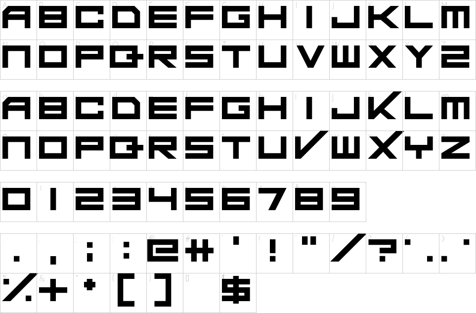 Da Mad Rave Font Character Map