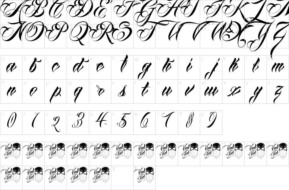 Anha Queen Font Character Map