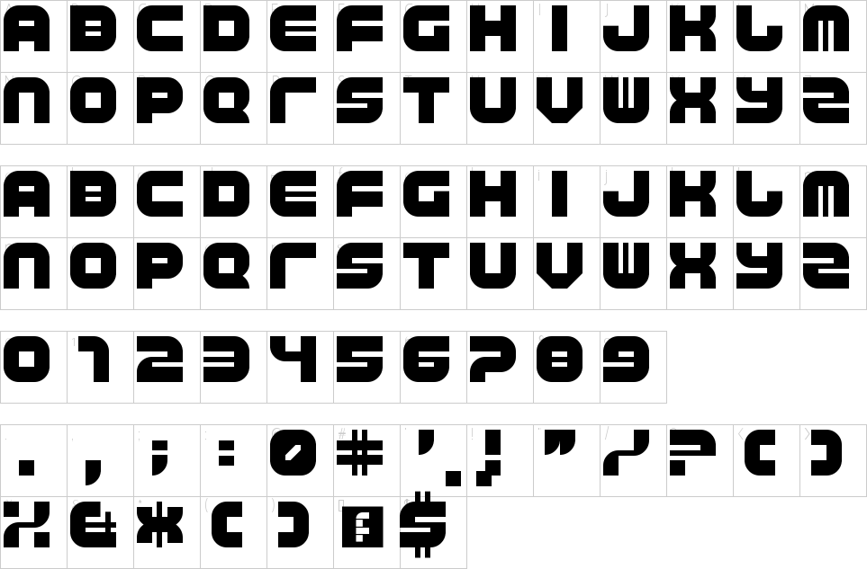 Trip Trap Font Character Map
