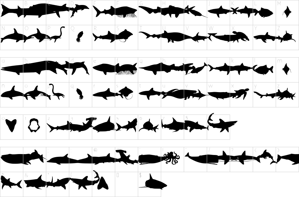 Giants Of The Sea Font Mappa dei caratteri