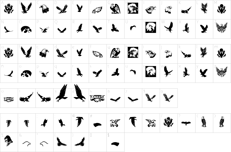 Eaglemania Font Character Map