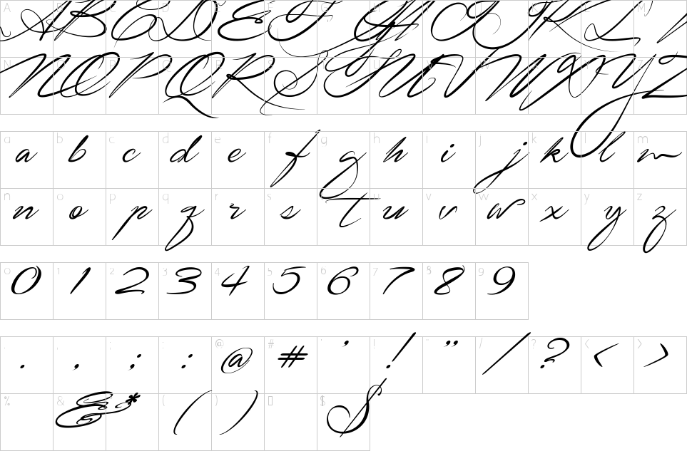 Signarita Zhai Font Character Map