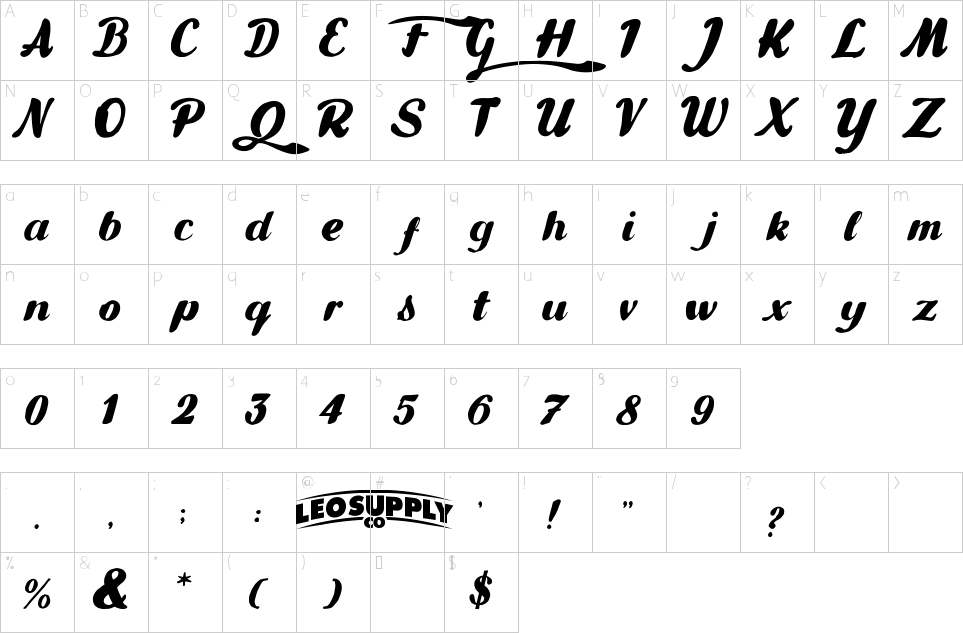 Fonte Gullias Mapa de caracteres