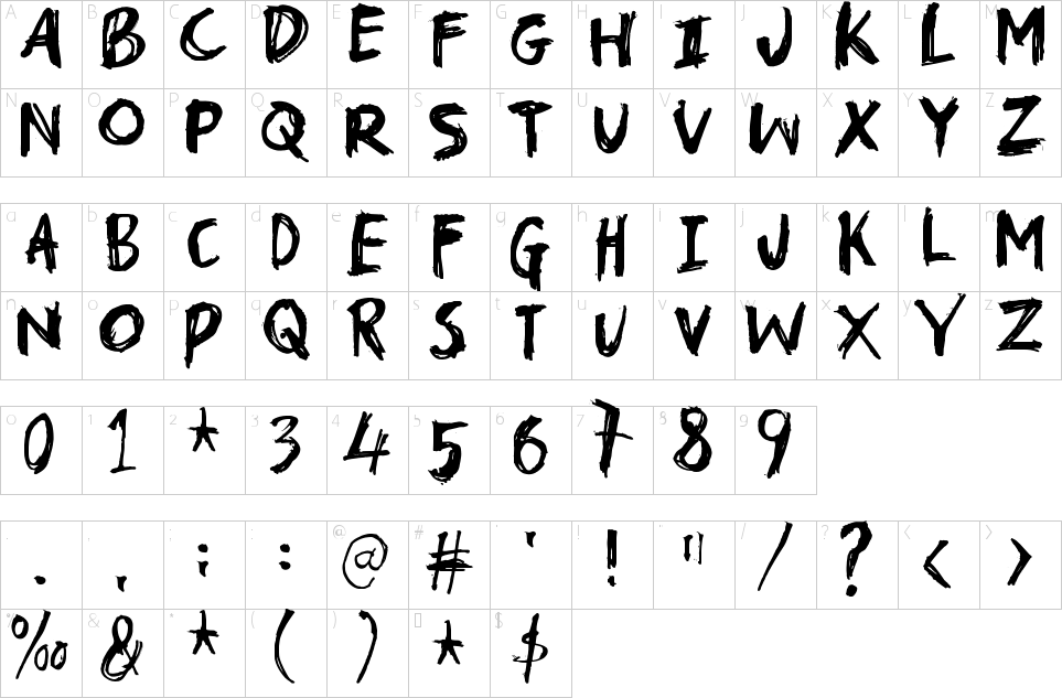 Font Troublemarker Peta karakter