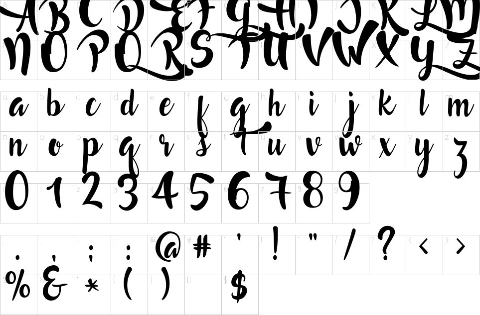 Lost In Wild Font Character Map
