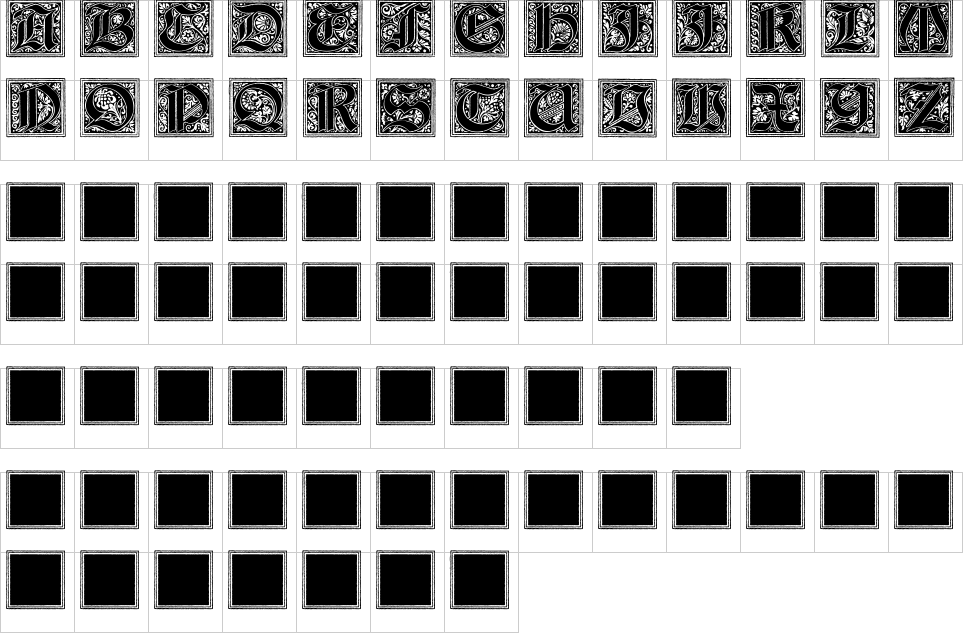 Camelot Font Character Map