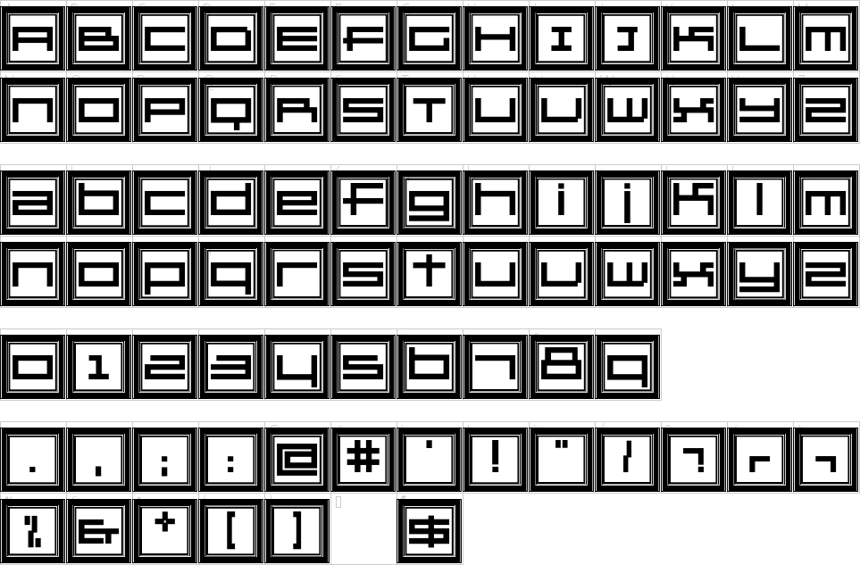 Font Galeri GridEx Peta karakter
