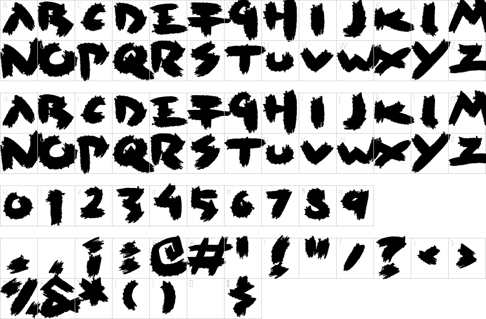 拉什字體字符圖