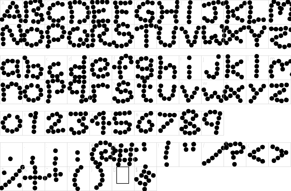 แบบอักษรสร้อยคอลูกปัดแผนที่ตัวละคร