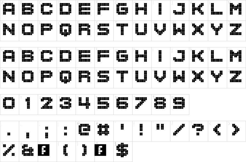 Block Stockフォントキャラクターマップ