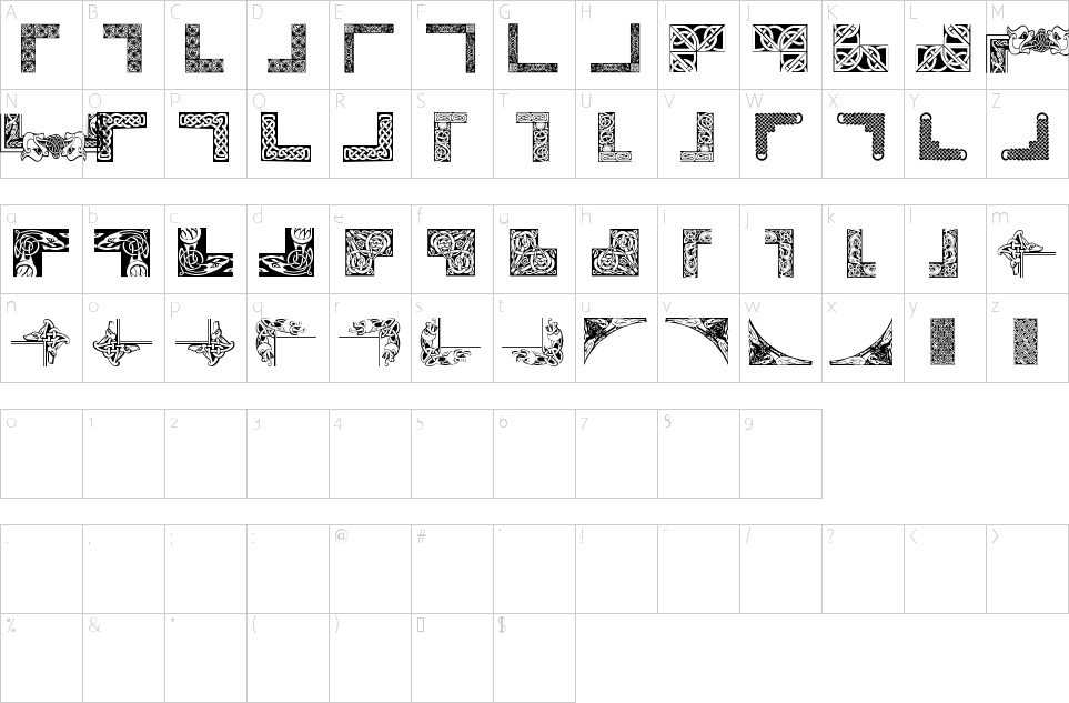 Czcionka czcionki celtyckiej Mapa postaci