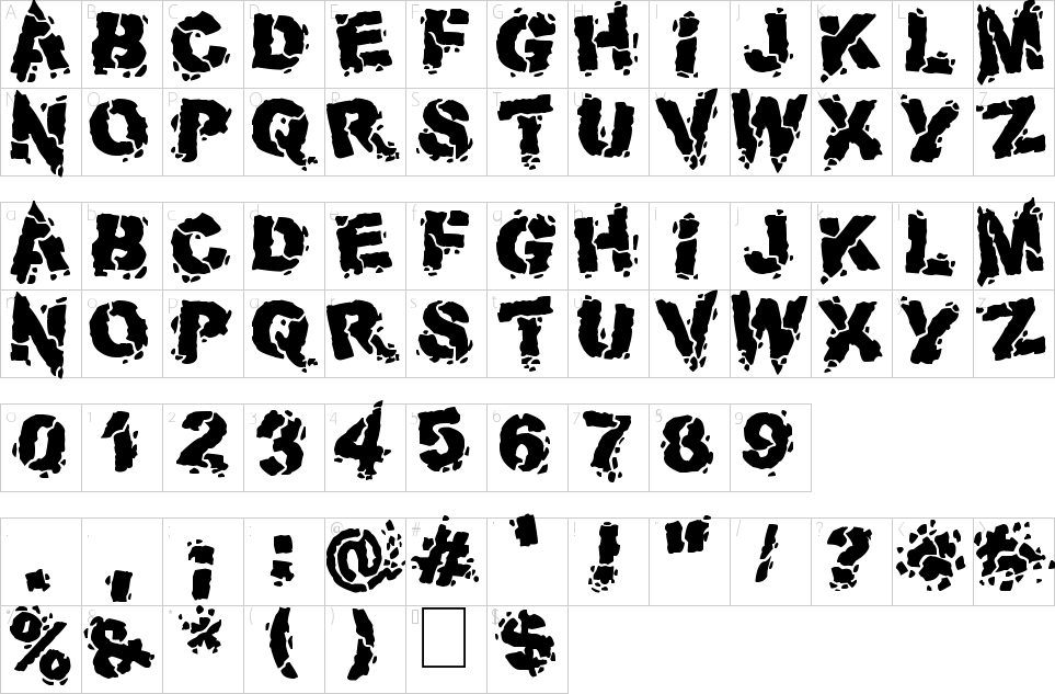 火山地牢字體字符圖