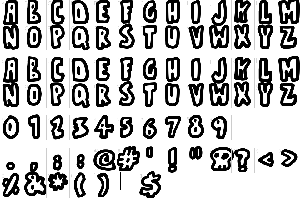 Bare Bones Font Character Map