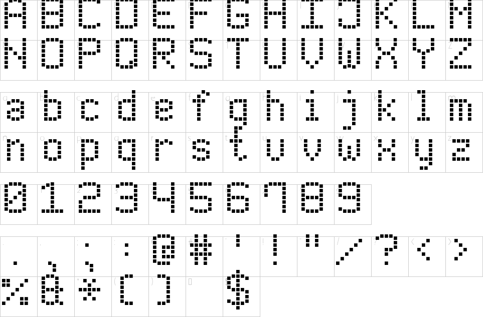 Modern LED Kurulu 7 Yazı Tipi Karakter haritası