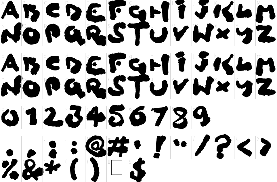 Kindliche Blobs-Schrift Zeichentabelle